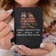 Easily Distracted By Dragon And Book Apparel Graphic Print Coffee Mug Unique Gifts