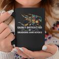 Easily Distracted By Dragons & Books Cool Reading Books Graphic Print Coffee Mug Unique Gifts