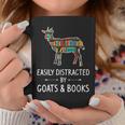 Easily Distracted By Goats & Books Lover Sheep Kid Graphic Print Coffee Mug Unique Gifts