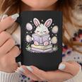 Easter Bunny Reading Book Cute Pastel Eggs Graphic Print Coffee Mug Unique Gifts
