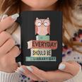 Everyday Should Be Library Day Cute Owl Reading Books Lover Graphic Print Coffee Mug Unique Gifts