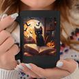 Halloween Cat Reading Books Spooky Cat Reader Teachers Graphic Print Coffee Mug Unique Gifts
