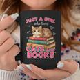 Just A Girl Who Loves Cats & Books Shirt Women Bookworm Graphic Print Coffee Mug Unique Gifts
