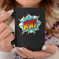 Kids Boys Kai Name Personalized Comic Book Superhero Graphic Print Coffee Mug Unique Gifts