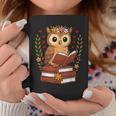 Owl Reading Book Graphic Owl With Book Floral Graphic Print Coffee Mug Unique Gifts