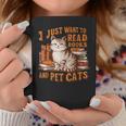 Retro I Just Want To Read Books And Pet Cats Cat Graphic Print Coffee Mug Unique Gifts