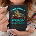 Unearth A Story At The Library Dinosaur Reading Graphic Print Coffee Mug Unique Gifts