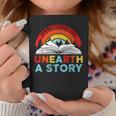 Unearth a Story Summer Reading 2026 Vintage Book Rainbow Graphic Print Coffee Mug Unique Gifts