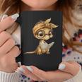 Women's Baby Lizard Small Book Reading Reptile Graphic Portrait Graphic Print Coffee Mug Unique Gifts