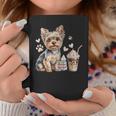Women's Yorkie Dog Moms Iced Coffee And Books Yorkshire Terrier Graphic Print Coffee Mug Unique Gifts
