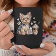 Yorkie Dog Moms Iced Coffee And Books Yorkshire Terrier Graphic Print Coffee Mug Unique Gifts
