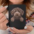 ブラウン ラブラドゥードル かわいい 覗き見 落書き 子犬 犬 長袖tシャツ コーヒーマグ 面白い贈り物