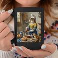 牛乳を注ぐ猫 フェルメール風 名画パロディ 油絵アート 可愛い子猫 おもしろ 猫好き コーヒーマグ 面白い贈り物