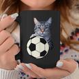 面白い猫サッカーボールグラフィック子猫のスポーツ愛好家のコスチューム コーヒーマグ 面白い贈り物