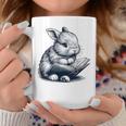 Adorable Reading Bunny Drawing For Book Lovers Philossophers Graphic Print Coffee Mug Unique Gifts