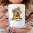 Baby Reptile Small Book Reading Graphic Lizard Round Glasses Graphic Print Coffee Mug Unique Gifts