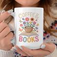 Coffee & Books Lover Wildflowers Boho Aesthetic Premium Tri-Blend Graphic Print Coffee Mug Unique Gifts