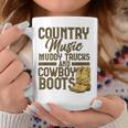 Country Music マディトラックとカウボーイブーツ ウェスタンusa コーヒーマグ 面白い贈り物