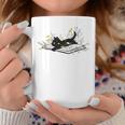 Cute Book Cat Book Lover Floral Teacher Life Women Graphic Print Coffee Mug Unique Gifts