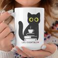 Life Essentials Witty Grungy Noisy Book Tea And Cat Graphic Print Coffee Mug Unique Gifts