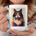 カラフル メインクーン 猫 芸術的 猫 動物 幾何学 アート コーヒーマグ 面白い贈り物