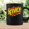 Boy Five Superhero Comic Book Hero 5th Birthday Boy 5 Years Graphic Print Coffee Mug Gifts ideas