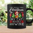 Cat Books Wine Lover Cute Cat Christmas Men Women Graphic Print Coffee Mug Gifts ideas