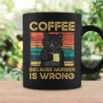 Coffee Because Murder Is Wrong ファニーブラックキャット ビンテージ コーヒーマグ ギフトのアイデア
