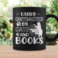 Easily Distracted By Cats And Books Cats & Book Lovers Graphic Print Coffee Mug Gifts ideas