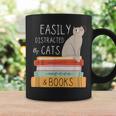 Easily Distracted Cats And Books Cat Lovers For Men Women Kids Graphic Print Coffee Mug Gifts ideas