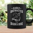 Easily Distracted By Dragons & Books Book Lover Graphic Print Coffee Mug Gifts ideas