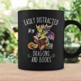 Easily Distracted By Dragons And Books Reading & Fantasy Graphic Print Coffee Mug Gifts ideas