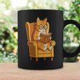 Ginger Tabby Cat Reading Book Glasses Retro Illustration Graphic Print Coffee Mug Gifts ideas
