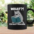 Grey Cat Reading Book Busy Doing Book Related Things Men Women Kids Graphic Print Coffee Mug Gifts ideas