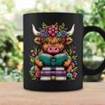 Highland Cow Book Floral Bookworm Graphic Print Coffee Mug Gifts ideas