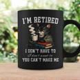 I'm Retired 2026 Cat Reading Book Retirement Graphic Print Coffee Mug Gifts ideas