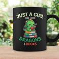 Just a Girl Who Loves Dragons & Books Book Lover Kids Nerd Graphic Print Coffee Mug Gifts ideas