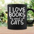 I Love Books And Cats Book Lover Graphic Print Coffee Mug Gifts ideas