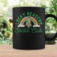 Lucky Readers Social Club Leprechaun St Patricks Book Lover Graphic Print Coffee Mug Gifts ideas