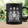 Messy Bun Skeleton Reading Book Coffee Never Better Graphic Print Coffee Mug Gifts ideas
