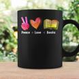 Peace Love Books Reader Librarian Library Book Graphic Print Coffee Mug Gifts ideas