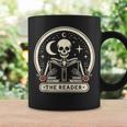 The Reader Tarot Skeleton Gothic Bookish Book Reading Lover Graphic Print Coffee Mug Gifts ideas