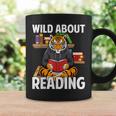 Tiger Reading Book Wearing Glasses Library Animal Graphic Print Coffee Mug Gifts ideas
