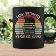 Vintage Retro Easily Distracted By Cats And Books Cat Graphic Print Coffee Mug Gifts ideas
