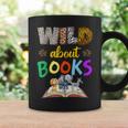 Wild About Reading Books Reader Bookworm Animals Book Lover Graphic Print Coffee Mug Gifts ideas