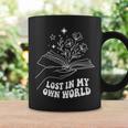Women's Minimalist Bookworm Lost In My Own World Book Lover Graphic Print Coffee Mug Gifts ideas