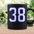 数字 38 Thirty Eight スポーツジャージ ホワイト ブルー 誕生日年齢 コーヒーマグ ギフトのアイデア