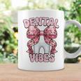 Dentalibes 歯 ピンク ヒョウ柄 弓 歯科医 コーヒーマグ ギフトのアイデア