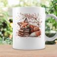 Fox And Book Lover Graphic For Women And Spring Pink Flower Graphic Print Coffee Mug Gifts ideas