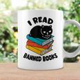 I Read Banned Books Tshirt Cat Reader Bookworm Women Graphic Print Coffee Mug Gifts ideas